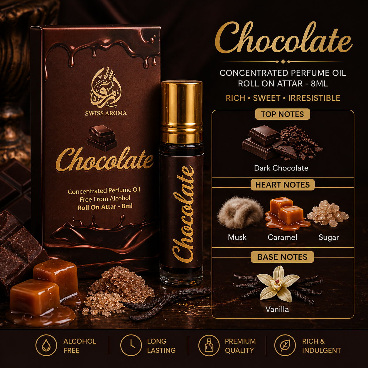 Chocolate Roll-on by Swiss Aroma - 8 ML
