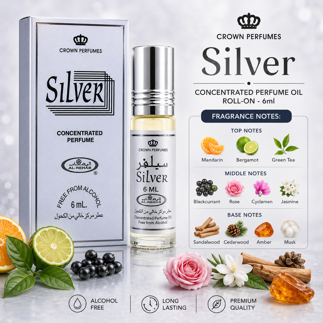 Silver Roll-on by Al Rehab - 6 ML
