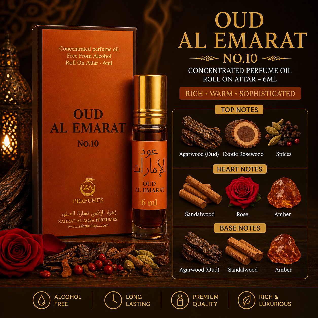 Oud Al Emarat Roll-on by Zahrat Al Aqsa - 6 ML