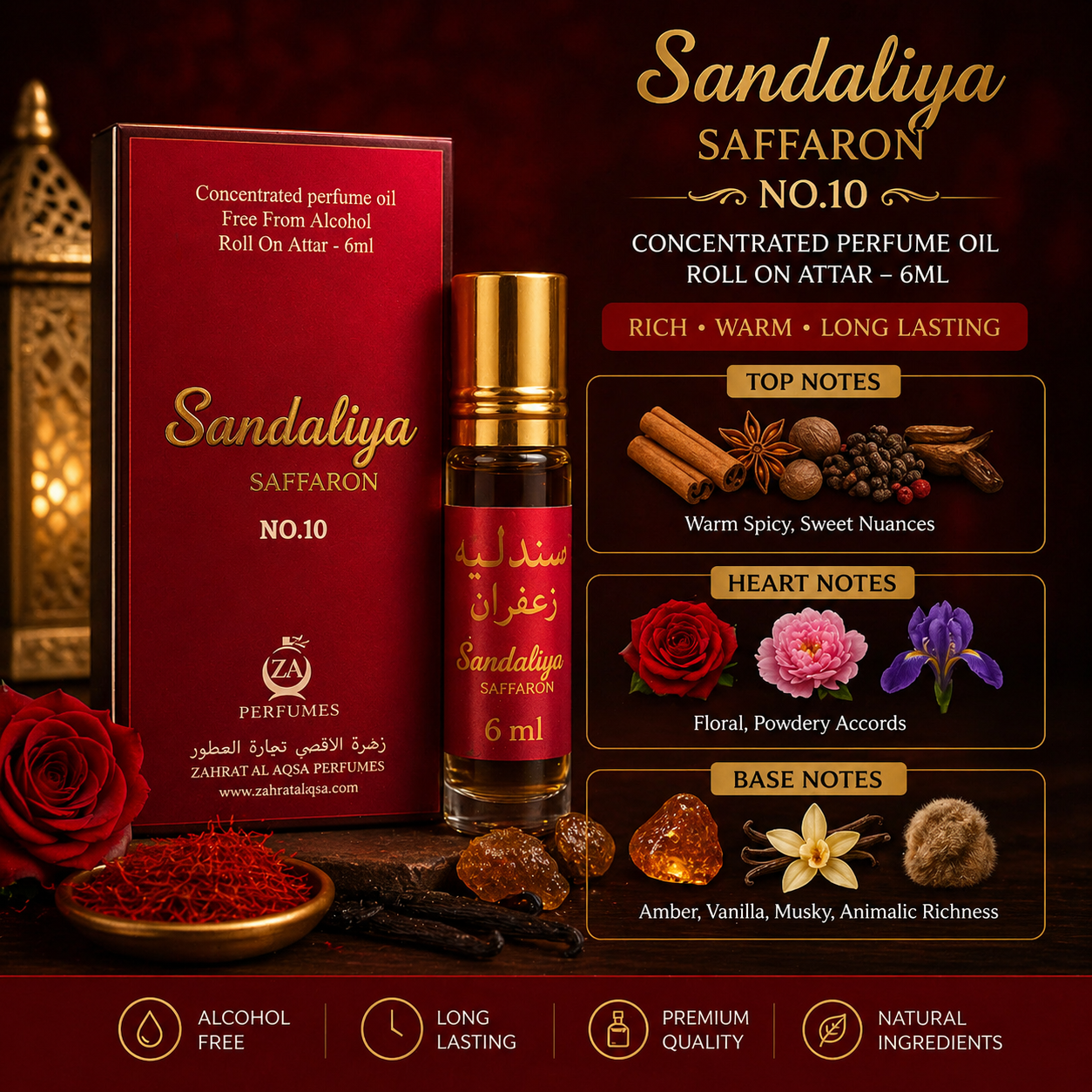 Sandaliya Saffaron Roll-on by Zahrat Al Aqsa - 6 ML